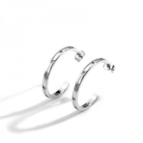 copper Circle Stars and crystals Round Earrings